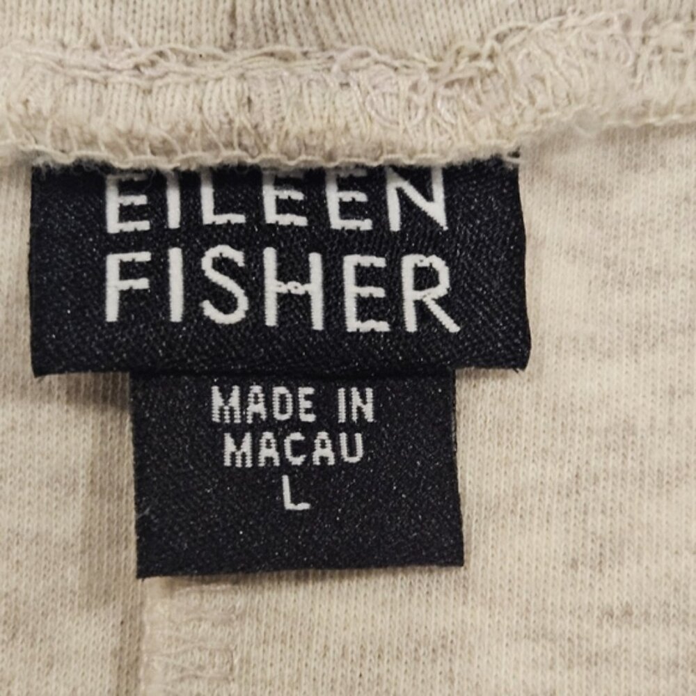 Eileen Fisher Maxi Beach Skirt L Pull On Elastic Waist Back Slit Cotton Beige - Picture 4 of 8